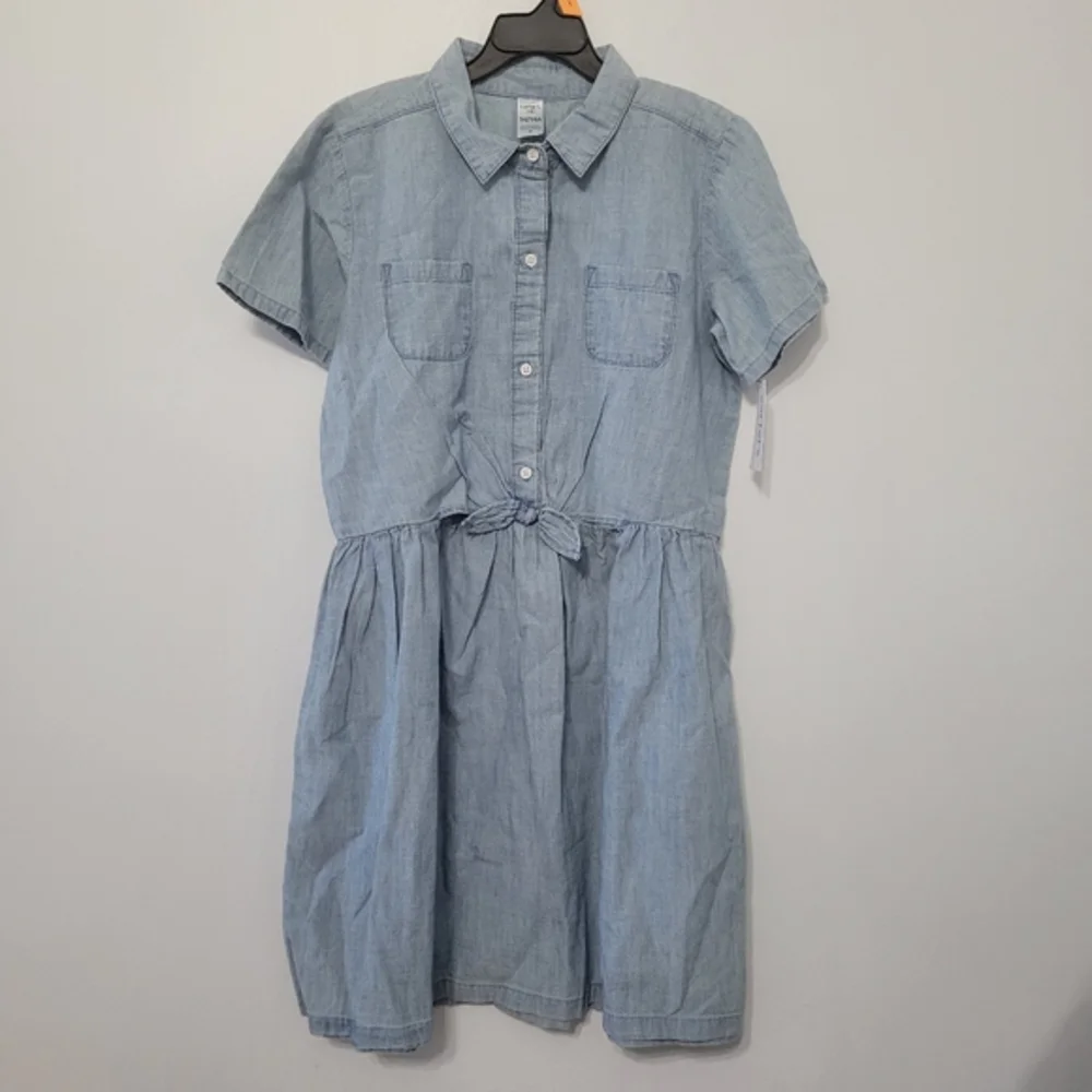 NWT Carter's Girls Blue Chambray Shirt Dress Sz 14 Denim Look Cotton Lightweight
